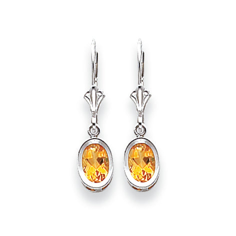 1.7 Carat 14K Gold Citrine Diamond oval leverback earring