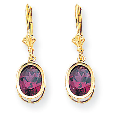 4.6 Carat 14K Gold 9x7mm Oval Rhodalite Garnet leverback earring