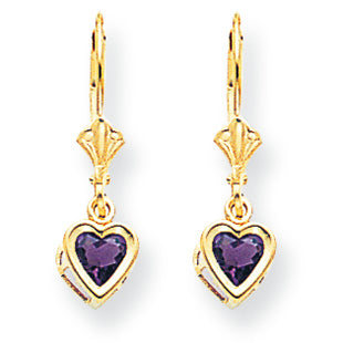 0.9 Carat 14K Gold 5mm Heart Amethyst earring
