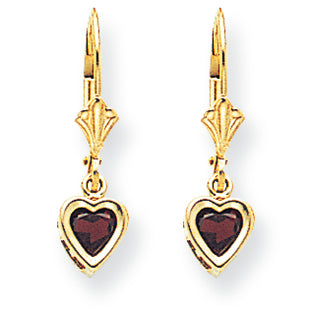1.3 Carat 14K Gold 5mm Heart Garnet earring