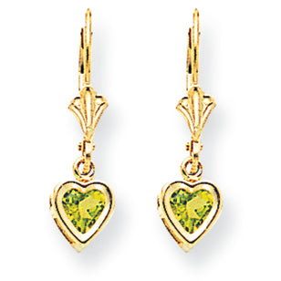 1 Carat 14K Gold 5mm Heart Peridot earring