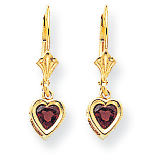 1.2 Carat 14K Gold 5mm Heart Rhodalite Garnet earring