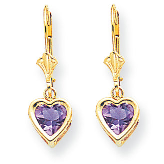 1.3 Carat 14K Gold 6mm Heart Amethyst earring