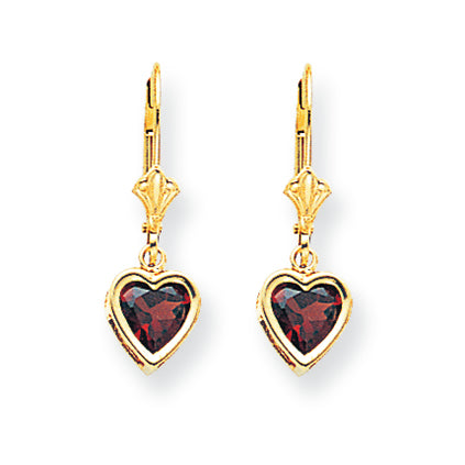 2.1 Carat 14K Gold 6mm Heart Garnet earring