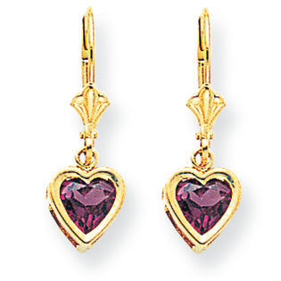 2.2 Carat 14K Gold 6mm Heart Rhodalite Garnet earring