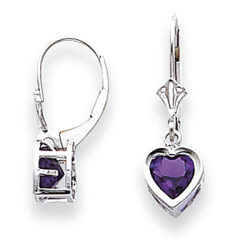 1.3 Carat 14K White Gold 6mm Heart Amethyst earring
