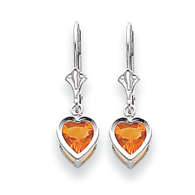 1.7 Carat 14K White Gold 6mm Heart Citrine earring