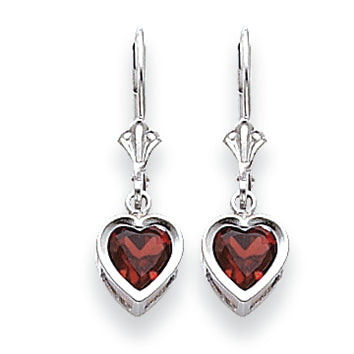 2.1 Carat 14K White Gold 6mm Heart Garnet earring