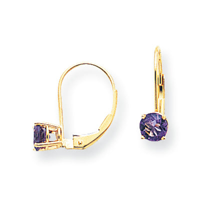 0.9 Carat 14K Gold 5mm Amethyst leverback earring