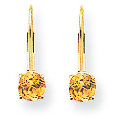 1 Carat 14K Gold 5mm Citrine leverback earring