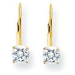 14K Gold 5mm Cubic Zirconia leverback earring