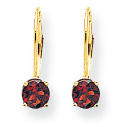 1.2 Carat 14K Gold 5mm Garnet leverback earring