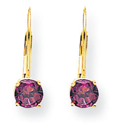 1.4 Carat 14K Gold 5mm Rhodalite Garnet leverback earring