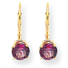2.3 Carat 14K Gold 6mm Rhodalite Garnet leverback earring