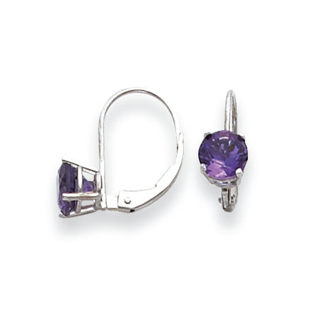 1.6 Carat 14K White Gold 6mm Amethyst leverback earring