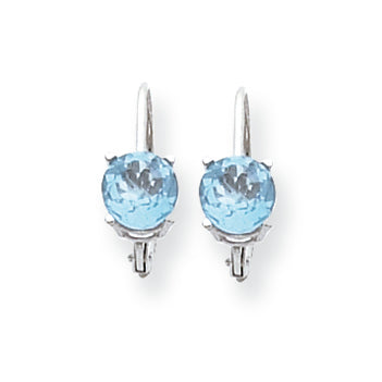 2.2 Carat 14K White Gold 6mm Blue Topaz leverback earring