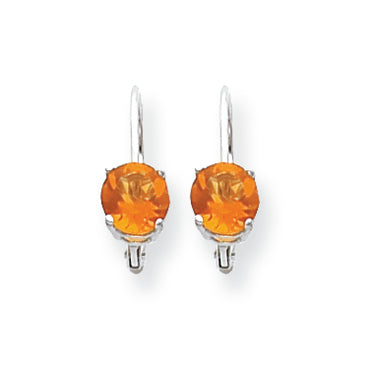 1.6 Carat 14K White Gold 6mm Citrine leverback earring