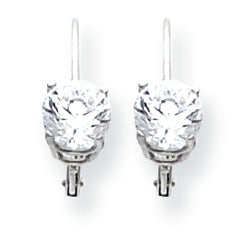 14K White Gold 6mm Cubic Zirconia leverback earring