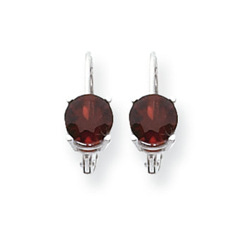 2.3 Carat 14K White Gold 6mm Garnet leverback earring