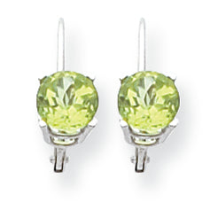 1.9 Carat 14K White Gold 6mm Peridot leverback earring