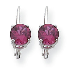 2.3 Carat 14K White Gold 6mm Rhodalite Garnet leverback earring