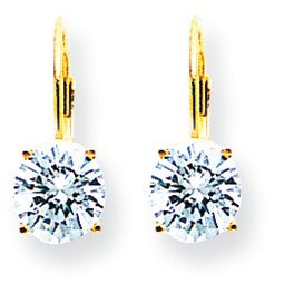14K Gold 7mm Cubic Zirconia leverback earring