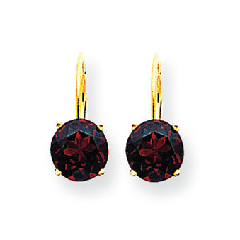 2.3 Carat 14K Gold Garnet Diamond round leverback earring