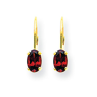 1.4 Carat 14K Gold 6x4mm Oval Garnet leverback earring