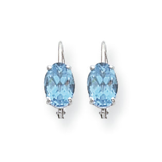 2.1 Carat 14K White Gold 7x5mm Oval Blue Topaz leverback earring