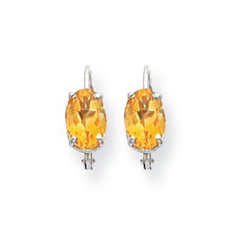 1.7 Carat 14K White Gold 7x5mm Citrine Earrings