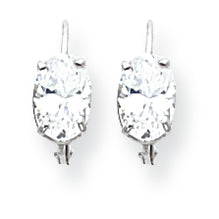 14K White Gold 7x5mm Oval Cubic Zirconia leverback earring