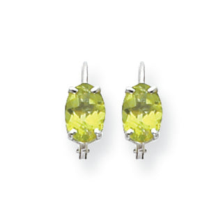 1.8 Carat 14K White Gold 7x5mm Oval Peridot leverback earring