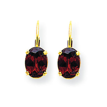 3.4 Carat 14K Gold 8x6mm Oval Garnet leverback earring