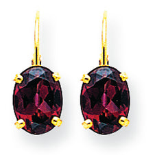 3.2 Carat 14K Gold 8x6mm Oval Rhodalite Garnet leverback earring