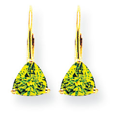 1.6 Carat 14K Gold 6mm Trillion Peridot leverback earring
