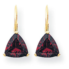 3.4 Carat 14K Gold 7mm Rhodalite Garnet leverback earring