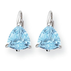 3.3 Carat 14K White Gold 7mm Trillion Blue Topaz leverback earring