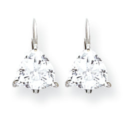 14K White Gold 7mm Trillion Cubic Zirconia leverback earring