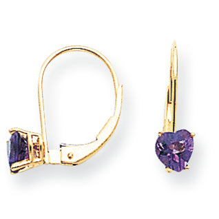 0.9 Carat 14K Gold 5mm Heart Amethyst earring