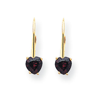 1.3 Carat 14K Gold 5mm Heart Garnet earring