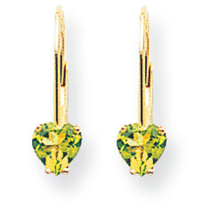 1 Carat 14K Gold 5mm Heart Peridot earring