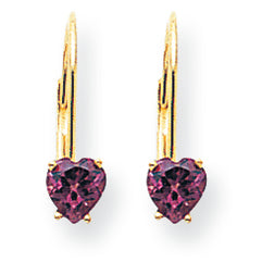 1.2 Carat 14K Gold 5mm Heart Rhodalite Garnet earring