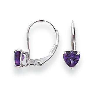 0.9 Carat 14K White Gold 5mm Heart Amethyst earring