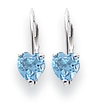 1.1 Carat 14K White Gold 5mm Heart Blue Topaz earring