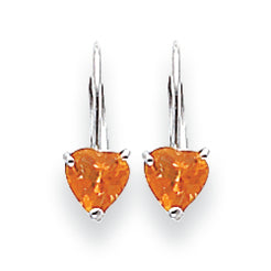 0.8 Carat 14K White Gold 5mm Heart Citrine earring