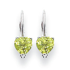 1 Carat 14K White Gold 5mm Heart Peridot earring