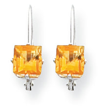 1.3 Carat 14K White Gold 5mm Princess Cut Citrine leverback earring
