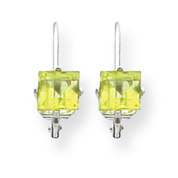 1.5 Carat 14K White Gold 5mm Princess Cut Peridot leverback earring