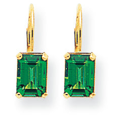 2.1 Carat 14K Gold 7x5mm Emerald Cut Mount St. Helens earring