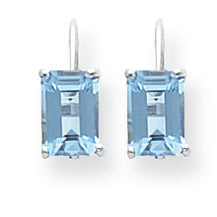 2.7 Carat 14K White Gold 7x5mm Emerald Cut Blue Topaz earring
